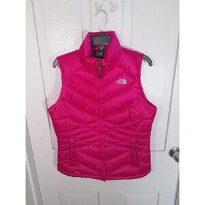 The North Face Vest Women Medium Hot Pink Goose Down Puffer 550 Fill Zip